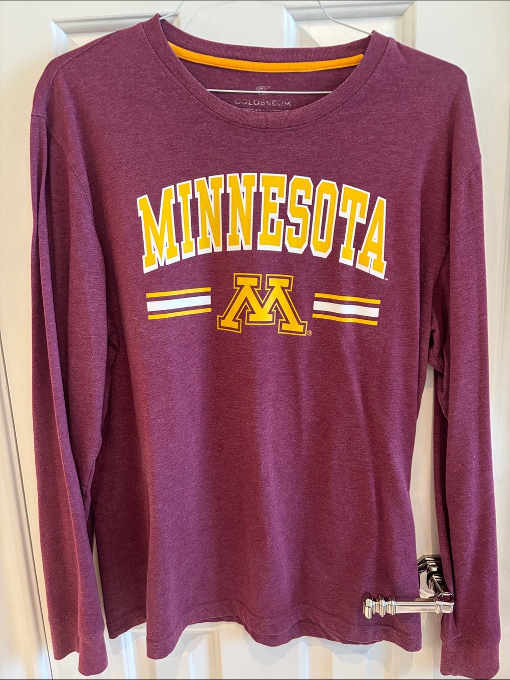 University of Minnesota Maroon Long Sleeve Tee with Gold Logo